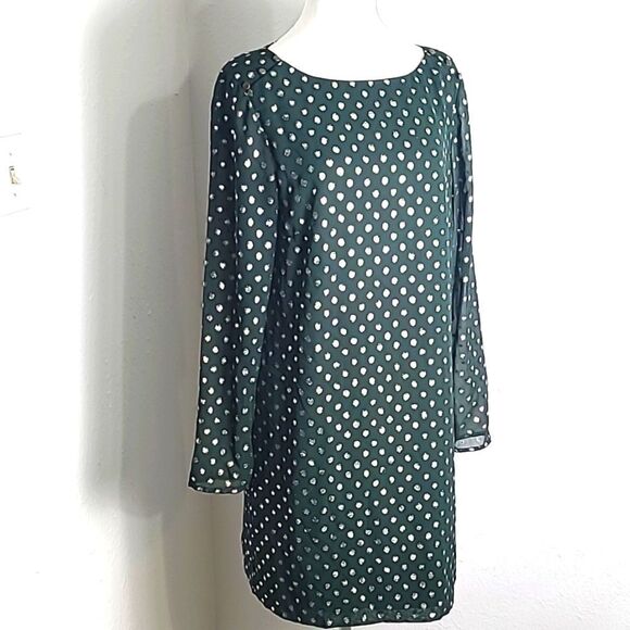 Gianni Bini Dark Green Dress with Sparkly Gold Dots, Size Medium - Picture 2 of 12
